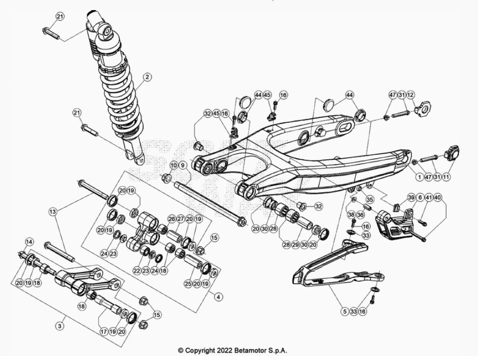 Beta RR390RC 20 4T Schwingarm/Federbein 2 Ersatzteile
