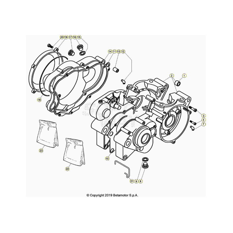 Beta EVO125 Factory 20 Motorgehäuse Ersatzteile Beta EVO125 Factory 20 Motorgehäuse Ersatzteile