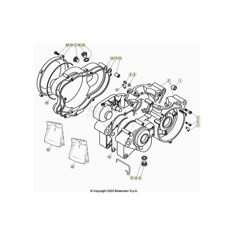 Beta  EVO125 Factory 21 Motorgehäuse Ersatzteile