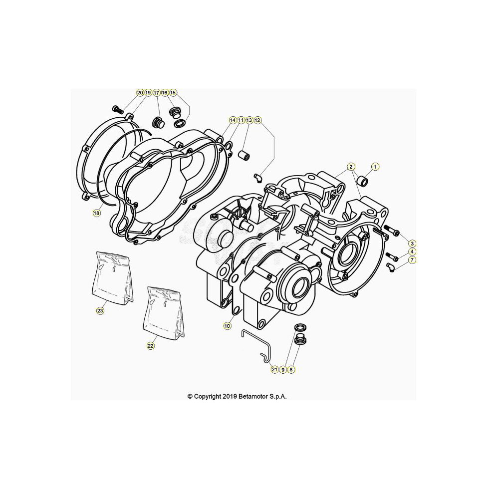 Beta  EVO250 Factory 20 Motorgehäuse Ersatzteile