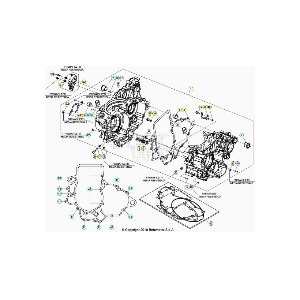 Beta RR350RC 20 4T Motorgehäuse 1 Ersatzteile Beta RR350RC 20 4T Motorgehäuse 1 Ersatzteile