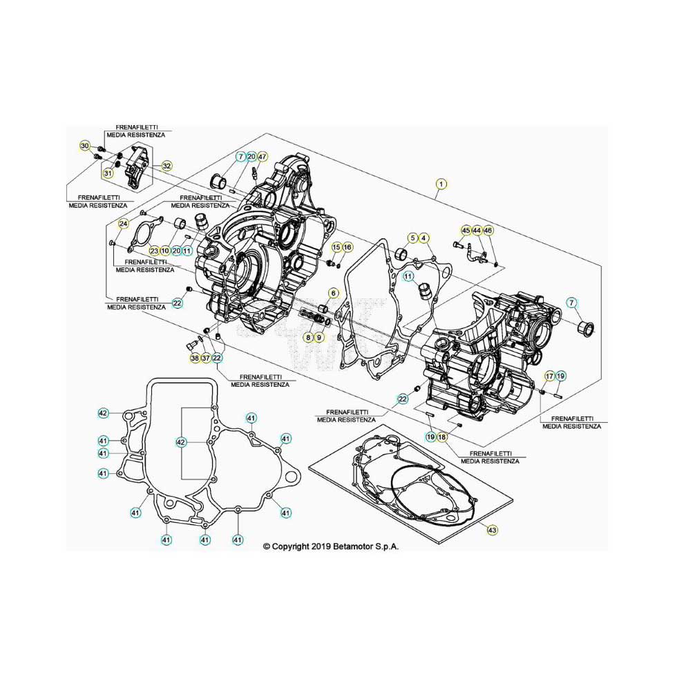 Beta RR350RC 24 4T Motorgehäuse 1 Ersatzteile Beta RR350RC 24 4T Motorgehäuse 1 Ersatzteile
