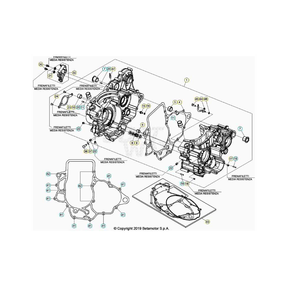 Beta RR480RC 21 4T Motorgehäuse 1 Ersatzteile Beta RR480RC 21 4T Motorgehäuse 1 Ersatzteile