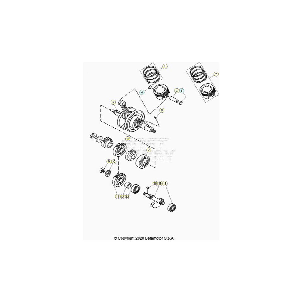 Beta RR125 LC 20 Kurbelwelle/Kolben/Ausgleichswelle Ersatzteile