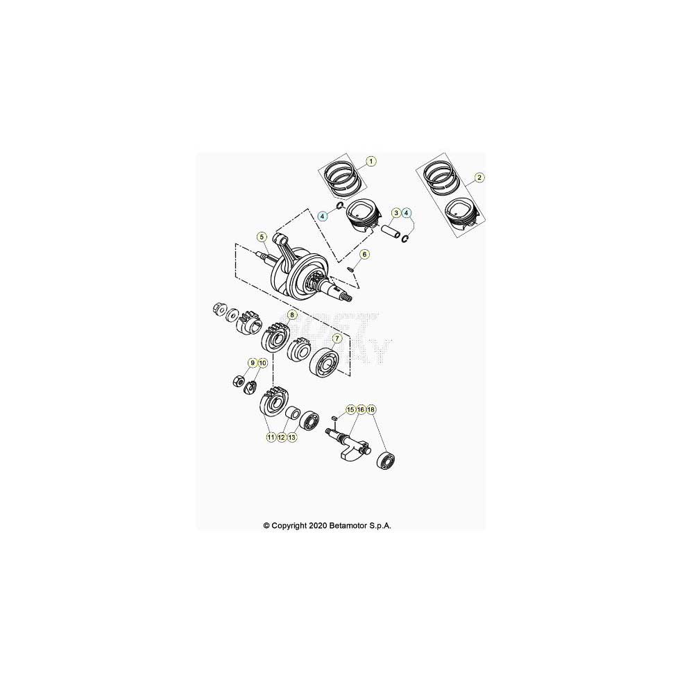 Beta RR125 LC 4T 20 Kurbelwelle/Kolben/Ausgleichswelle Ersatzteile