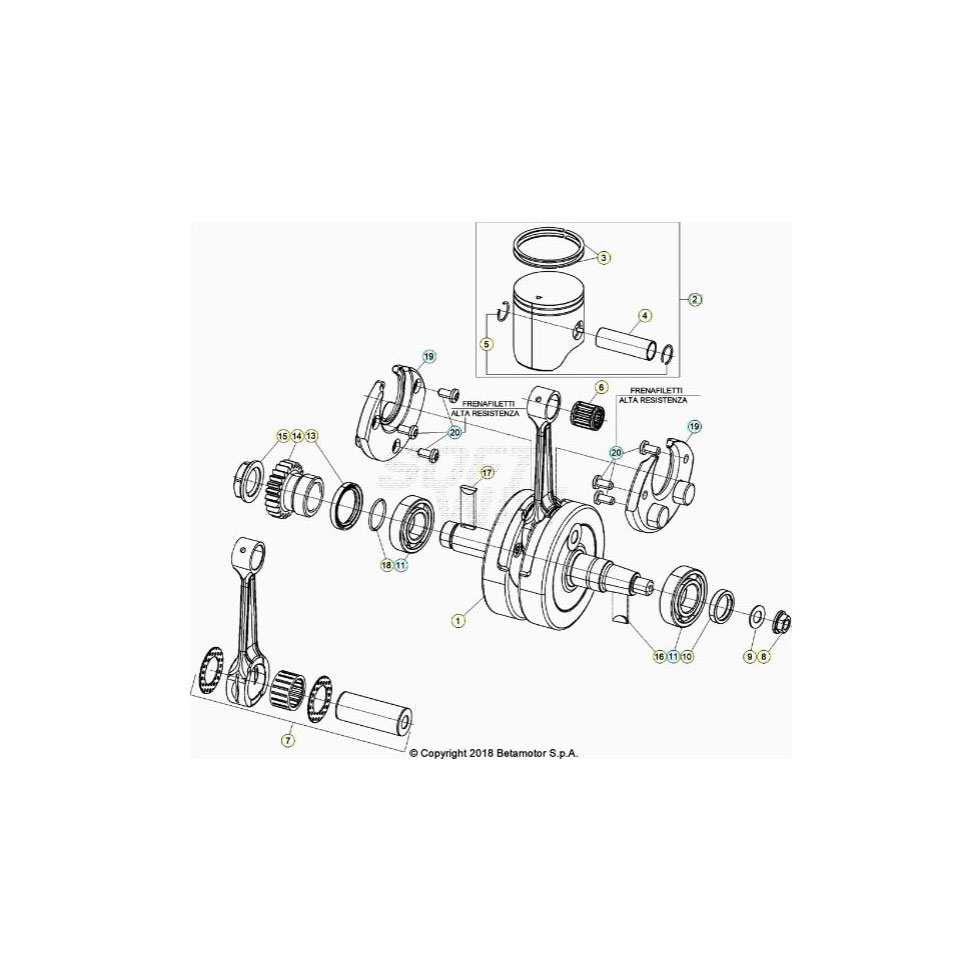 Beta RR200RC 25 Kurbelwelle/Kolben/Ausgleichswelle Ersatzteile