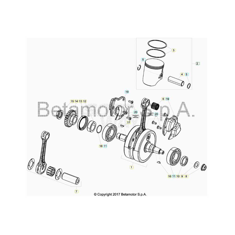 Beta RR250 19 Kurbelwelle/Kolben/Ausgleichswelle Ersatzteile Beta RR250 19 Kurbelwelle/Kolben/Ausgleichswelle Ersatzteile