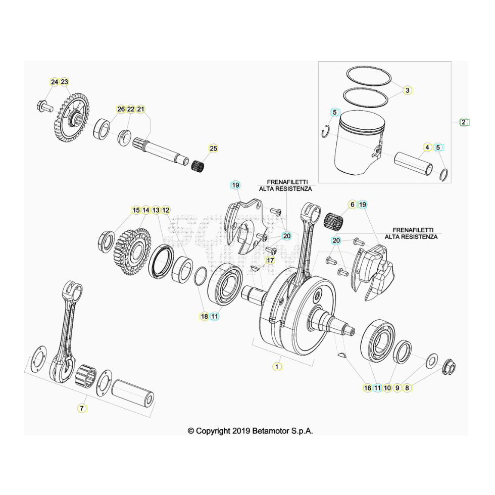 Beta RR250 20 Kurbelwelle/Kolben/Ausgleichswelle Ersatzteile Beta RR250 20 Kurbelwelle/Kolben/Ausgleichswelle Ersatzteile