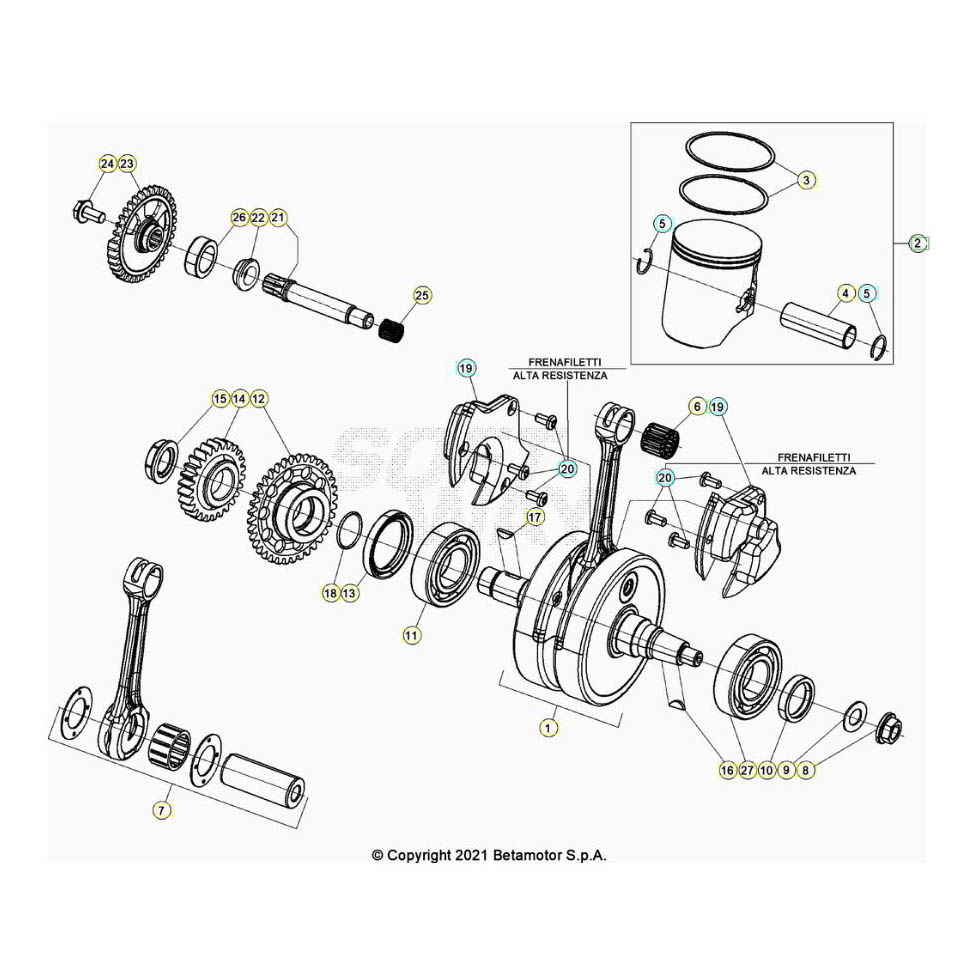 Beta RR250RC 24 Kurbelwelle/Kolben/Ausgleichswelle Ersatzteile Beta RR250RC 24 Kurbelwelle/Kolben/Ausgleichswelle Ersatzteile