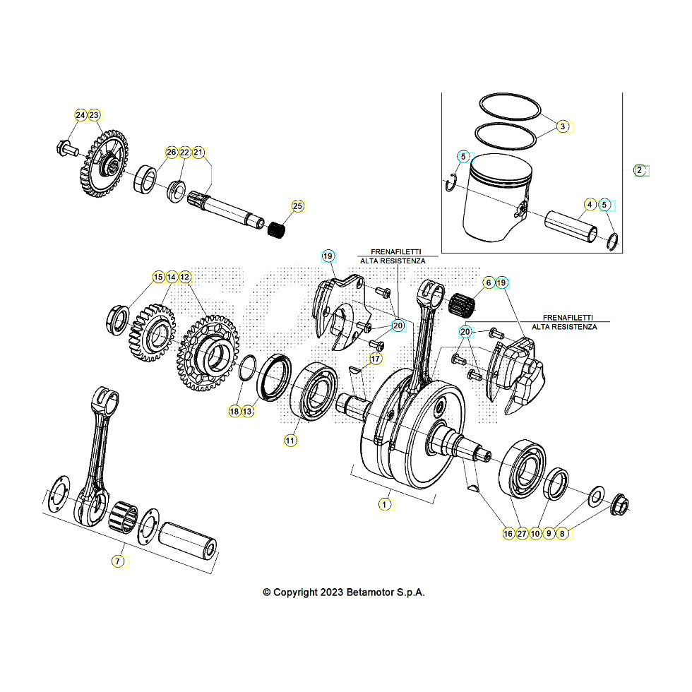Beta RR250RC 25 Kurbelwelle/Kolben/Ausgleichswelle Ersatzteile Beta RR250RC 25 Kurbelwelle/Kolben/Ausgleichswelle Ersatzteile