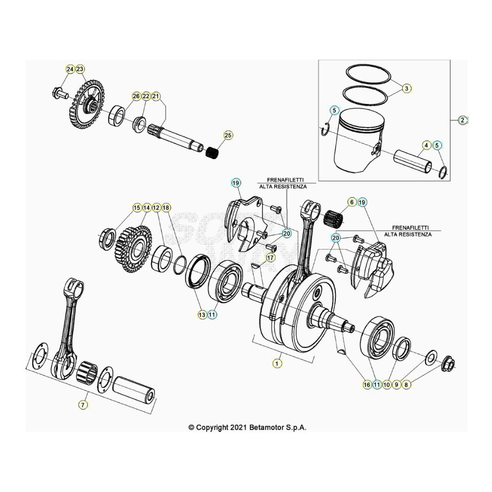 Beta RR300RC 22 Kurbelwelle/Kolben/Ausgleichswelle Ersatzteile Beta RR300RC 22 Kurbelwelle/Kolben/Ausgleichswelle Ersatzteile