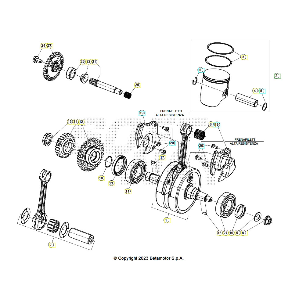 Beta RR300RC 25 Kurbelwelle/Kolben/Ausgleichswelle Ersatzteile