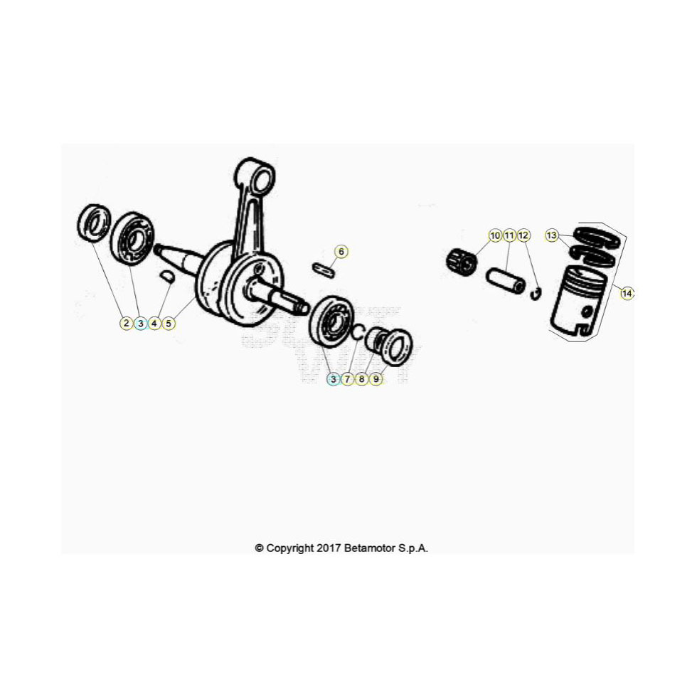 Beta RR50 Sport 21 Kurbelwelle/Kolben/Ausgleichswelle Ersatzteile Beta RR50 Sport 21 Kurbelwelle/Kolben/Ausgleichswelle Ersatzteile