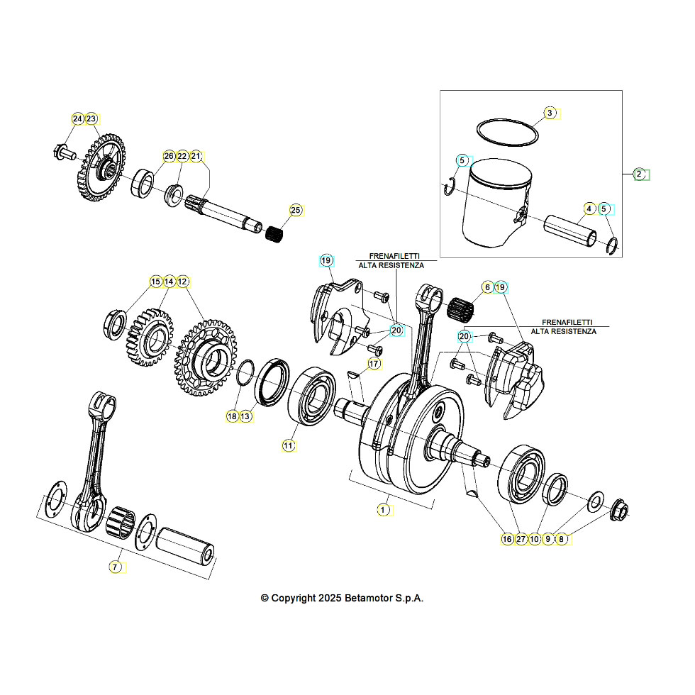 Beta RX250 26 Kurbelwelle/Kolben/Ausgleichswelle Ersatzteile