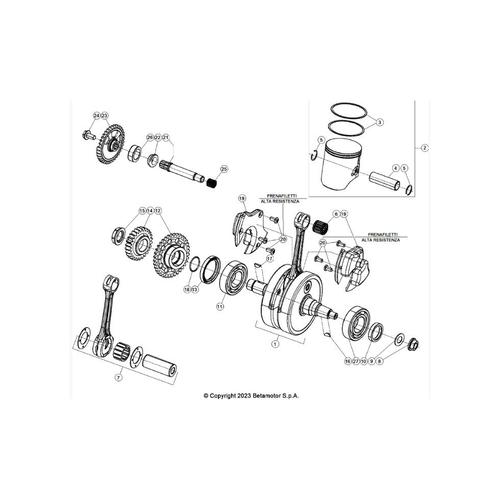 Beta RX350 26 Kurbelwelle/Kolben/Ausgleichswelle Ersatzteile