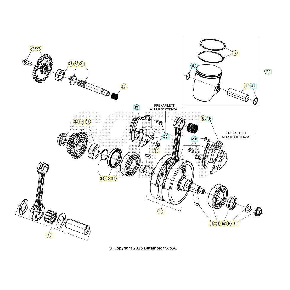 Beta Xtrainer300 25 Kurbelwelle/Kolben/Ausgleichswelle Ersatzteile