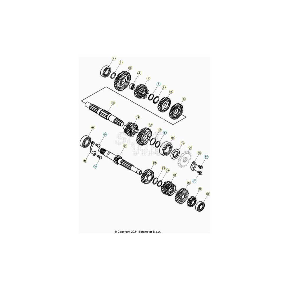 Beta RR125 LC 4T 21 Getriebe Ersatzteile