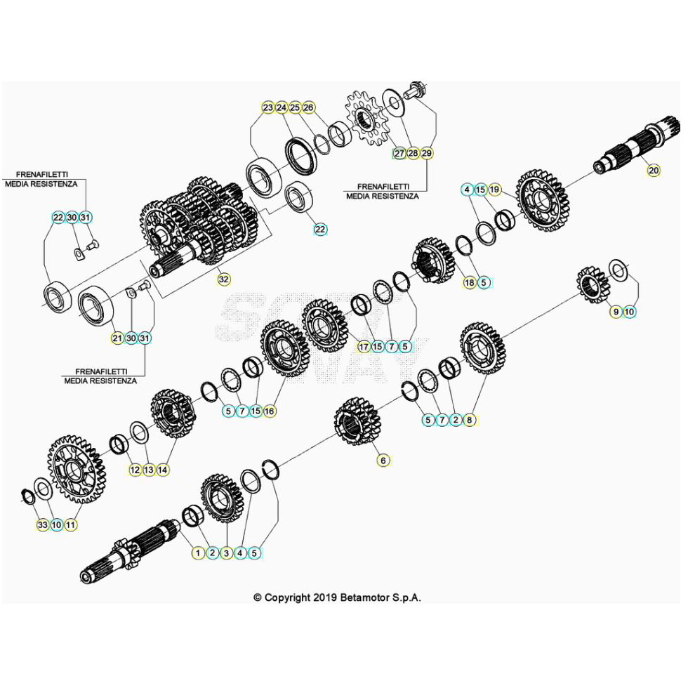 Beta RR350 25 Getriebe Ersatzteile Beta RR350 25 Getriebe Ersatzteile