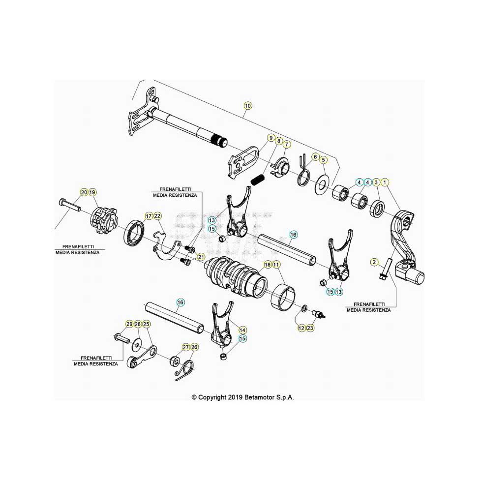 Beta RR480RC 20 4T Schaltung Ersatzteile Beta RR480RC 20 4T Schaltung Ersatzteile