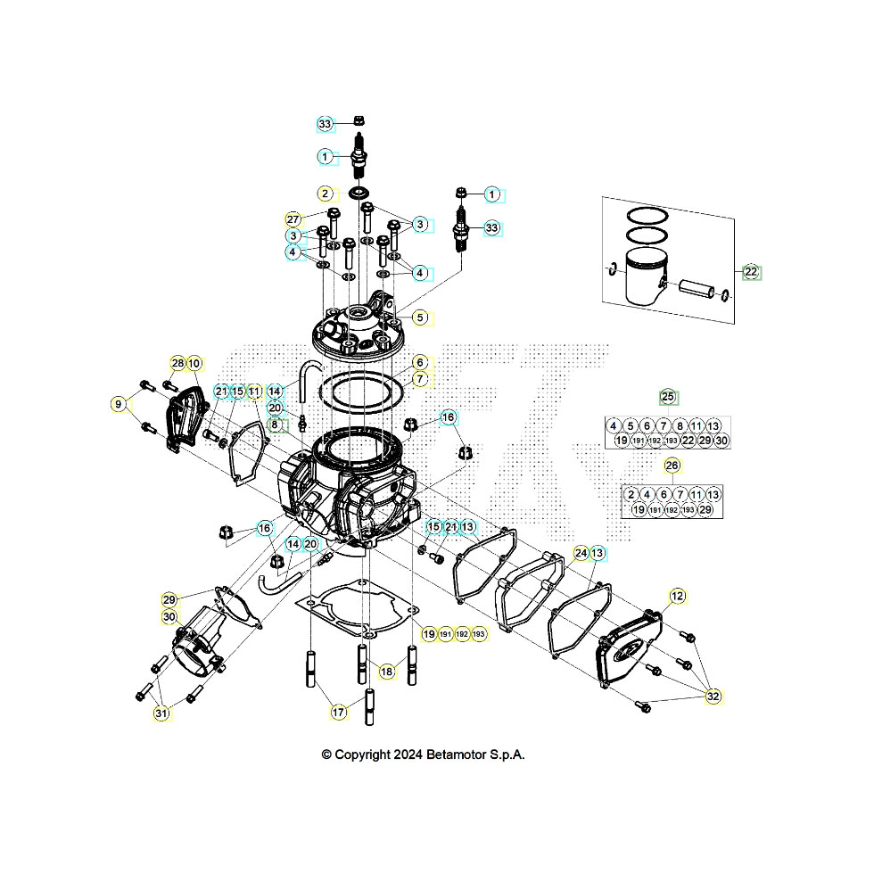 Beta RR300RC 26 Zylinder/Zylinderkopf/Ventiltrieb Ersatzteile