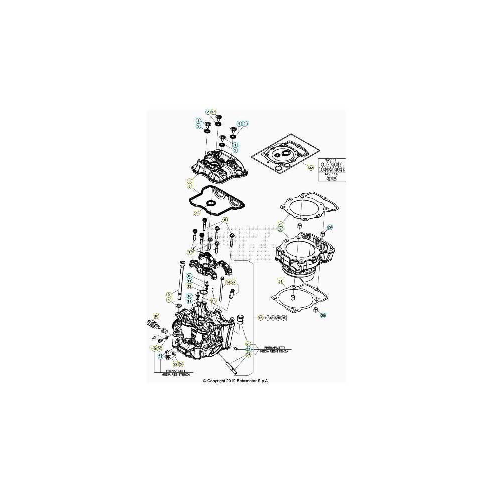 Beta RR430RC 21 4T Zylinder/Zylinderkopf/Ventiltrieb 1 Ersatzteile