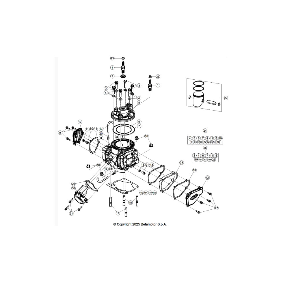 Beta RX350 26 Zylinder/Zylinderkopf/Ventiltrieb Ersatzteile