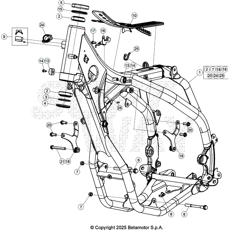 Beta RR390 Racing 26 Rahmen/Ausleger Ersatzteile
