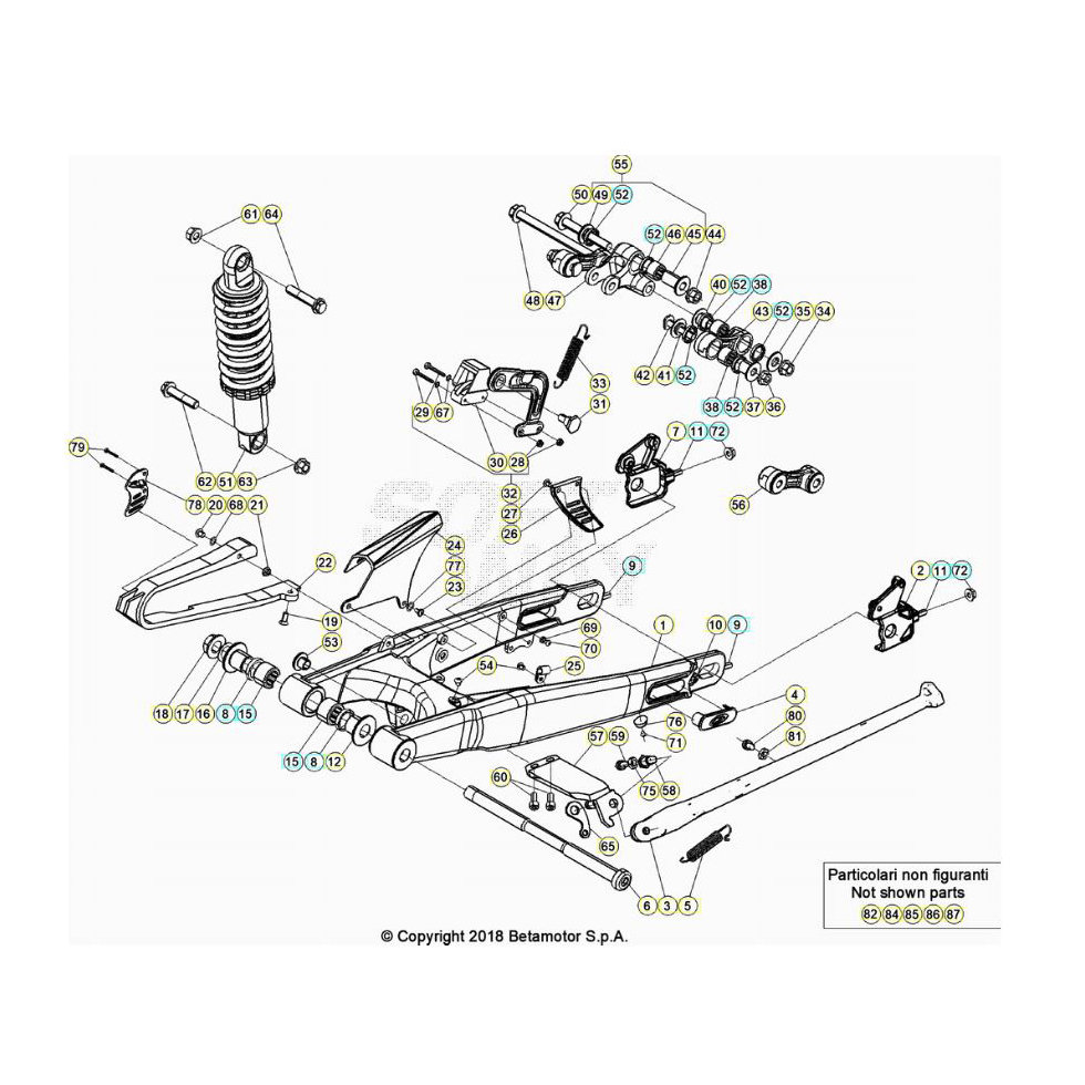 Beta EVO300 Factory 22 Schwingarm/Federbein Ersatzteile Beta EVO300 Factory 22 Schwingarm/Federbein Ersatzteile