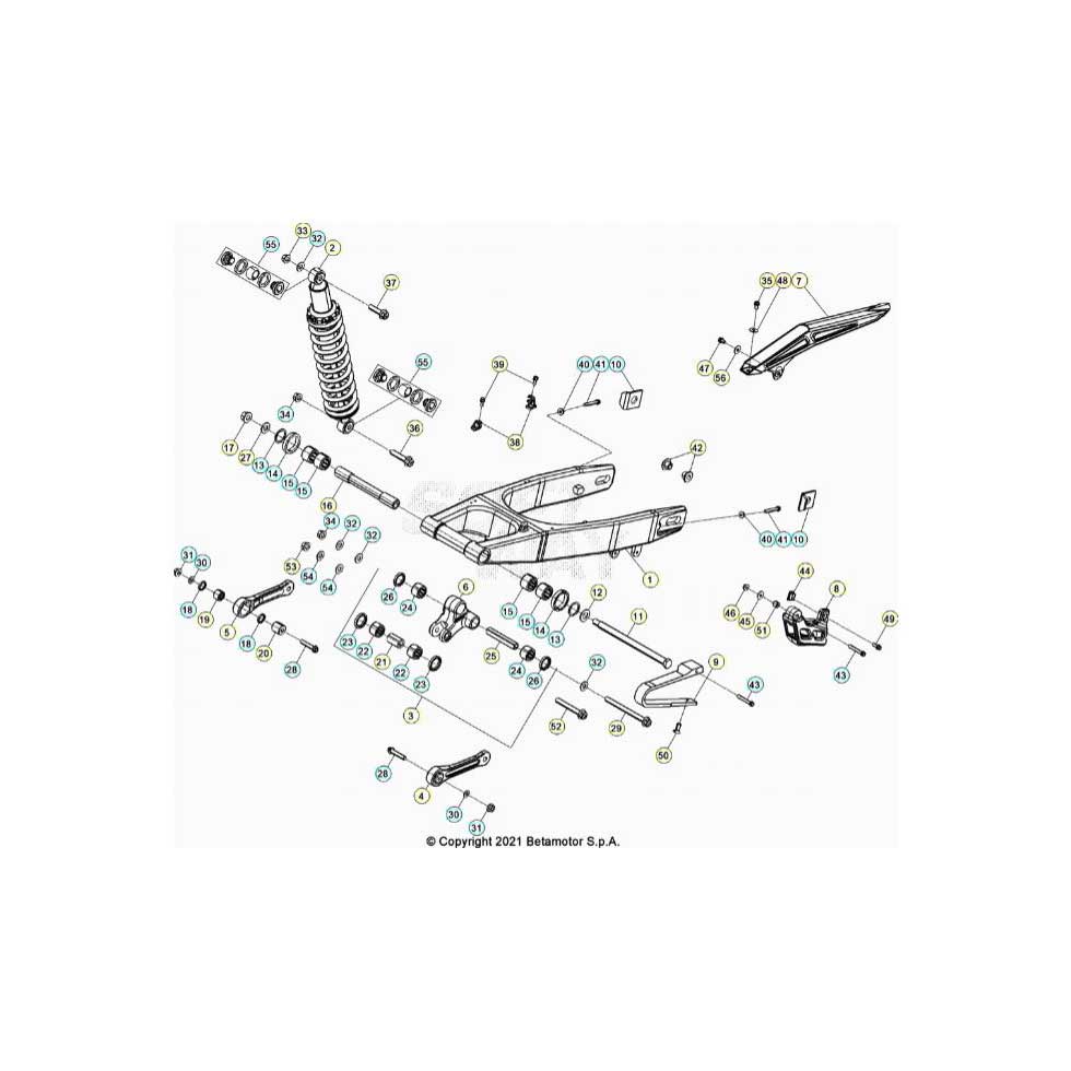 Beta RR125 LC 4T 21 Schwingarm/Federbein 1 Ersatzteile Beta RR125 LC 4T 21 Schwingarm/Federbein 1 Ersatzteile