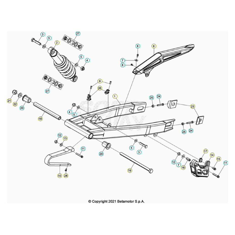 Beta RR50 Street 21 Schwingarm/Federbein 1 Ersatzteile