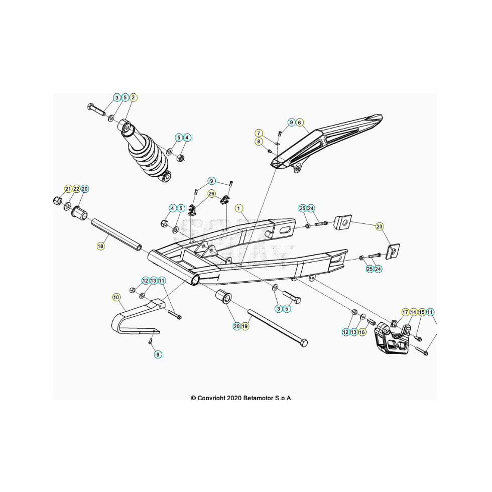 Beta RR50 Street Track 20 Schwingarm/Federbein 1 Ersatzteile Beta RR50 Street Track 20 Schwingarm/Federbein 1 Ersatzteile