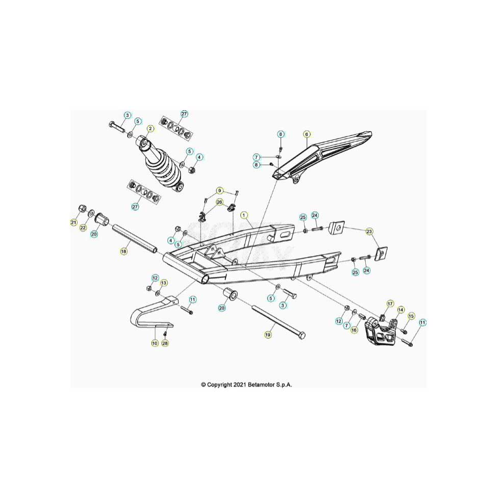Beta RR50 Street Track 21 Schwingarm/Federbein 1 Ersatzteile Beta RR50 Street Track 21 Schwingarm/Federbein 1 Ersatzteile