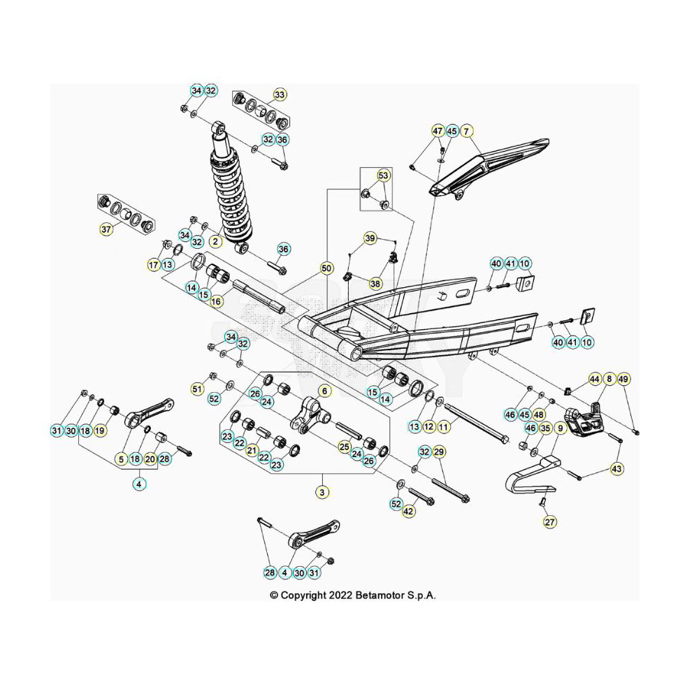 Beta RR50RC 23 Schwingarm/Federbein Ersatzteile Beta RR50RC 23 Schwingarm/Federbein Ersatzteile
