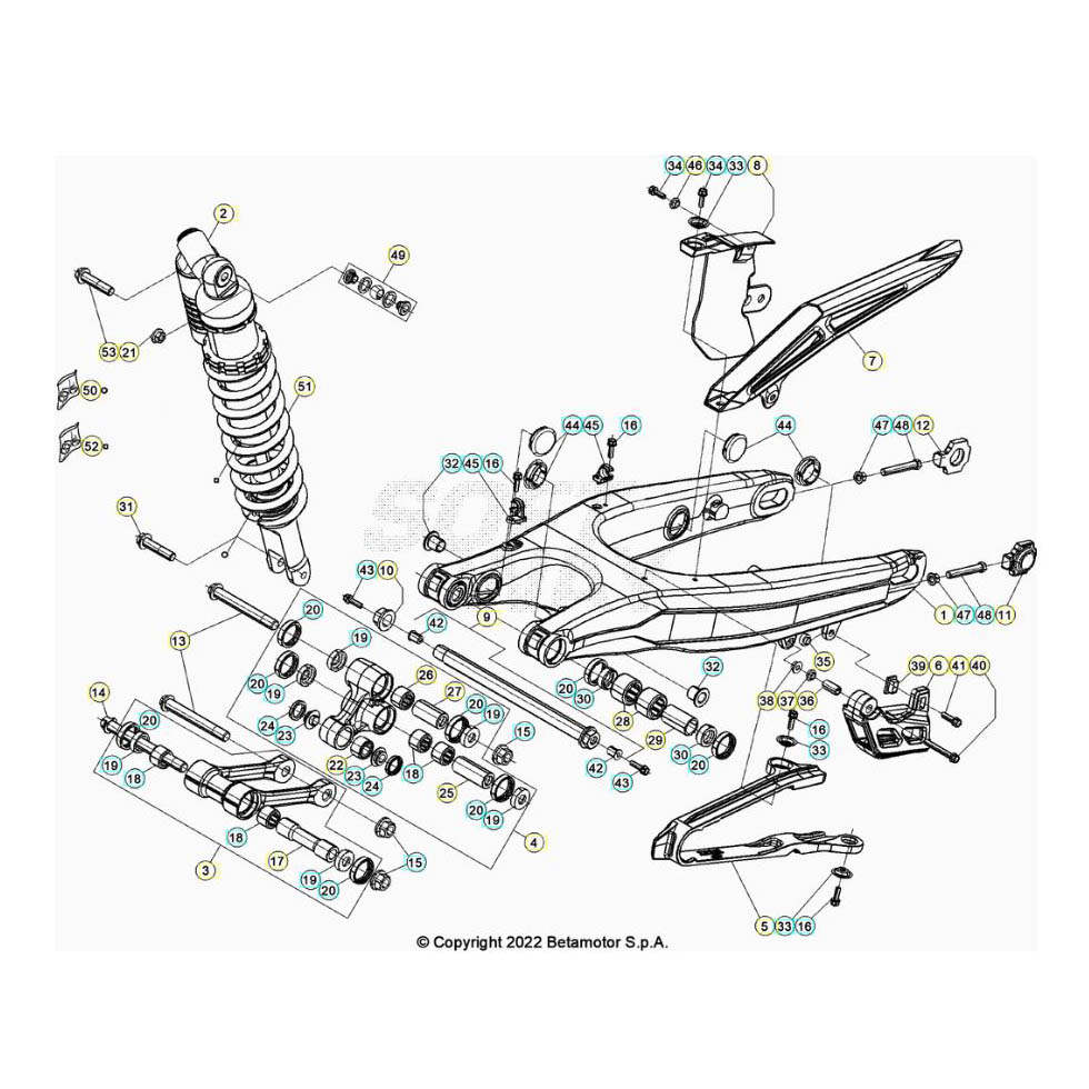 Beta Xtrainer300 24 Schwingarm/Federbein 1 Ersatzteile