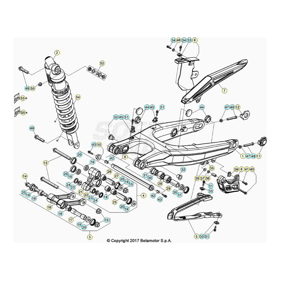 Beta Xtrainer300 21 Schwingarm/Federbein 1 Ersatzteile
