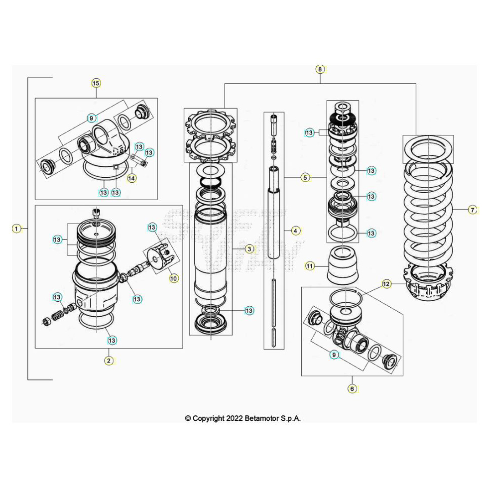 Beta EVO300 Factory 22 Schwingarm/Federbein Ersatzteile Beta EVO300 Factory 22 Schwingarm/Federbein Ersatzteile