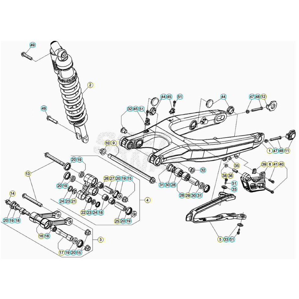 Beta RR125 20 Schwingarm/Federbein 2 Ersatzteile