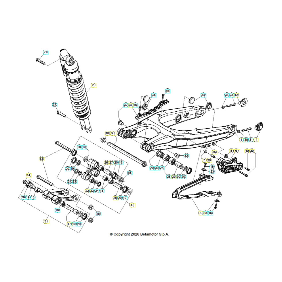 Beta RR125 27 Schwingarm/Federbein 2 Ersatzteile