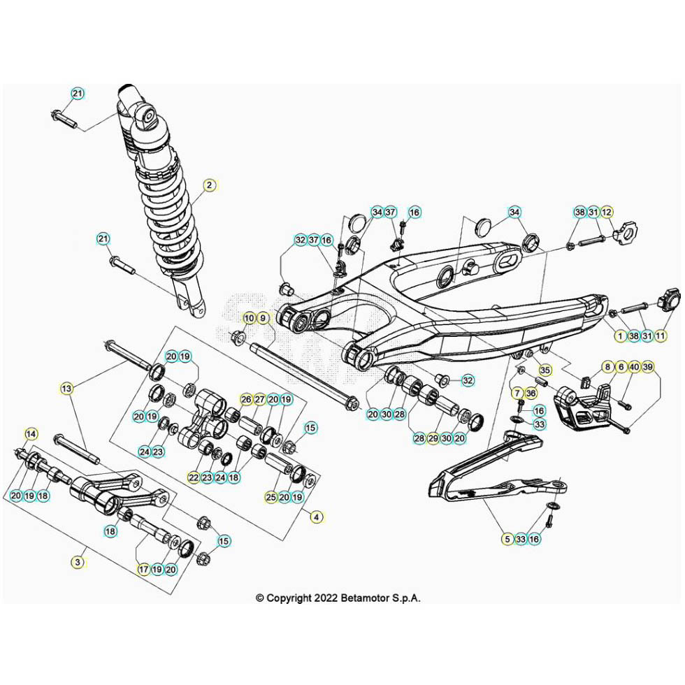 Beta RR125RC 23 Schwingarm/Federbein 2 Ersatzteile