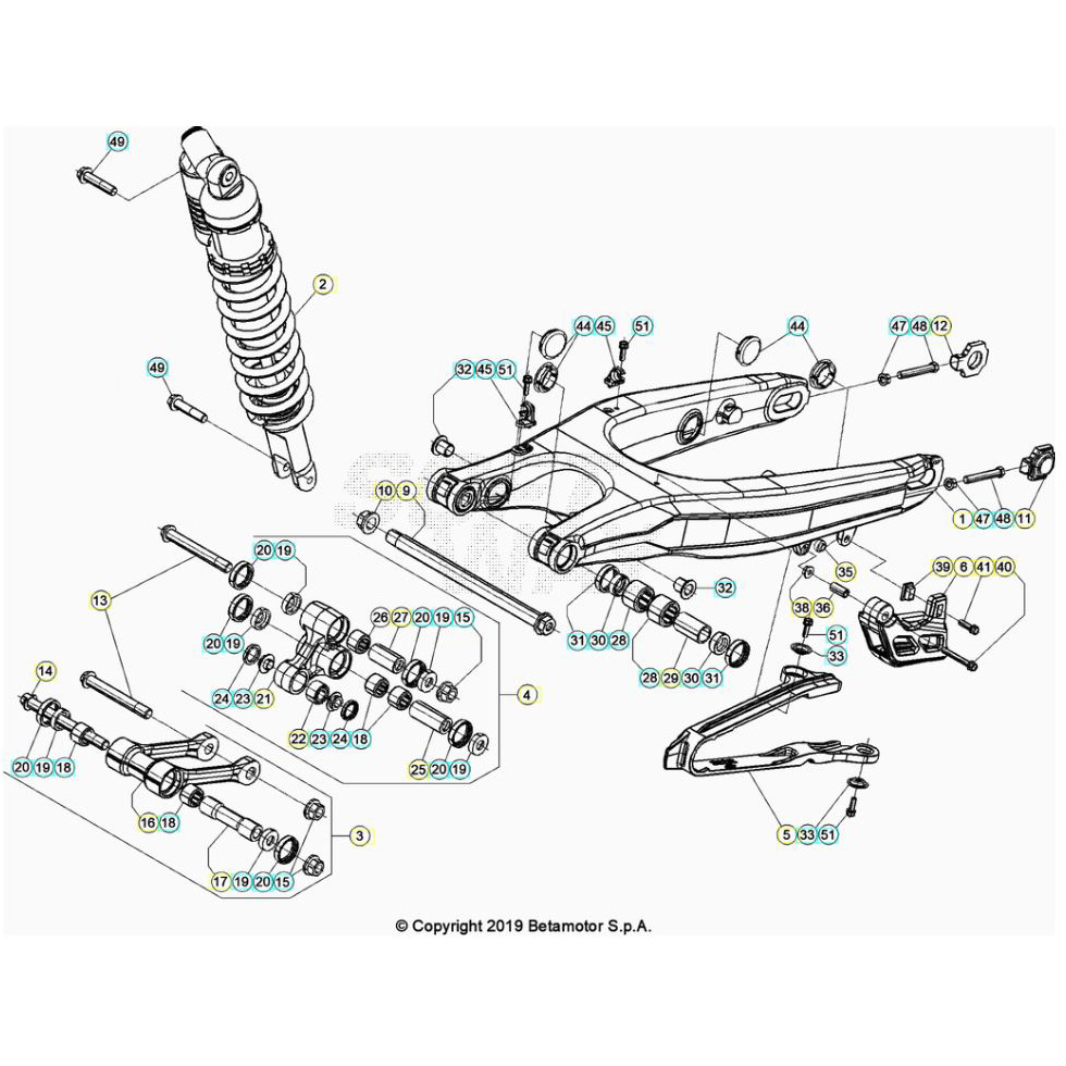Beta RR200 21 Schwingarm/Federbein 2 Ersatzteile