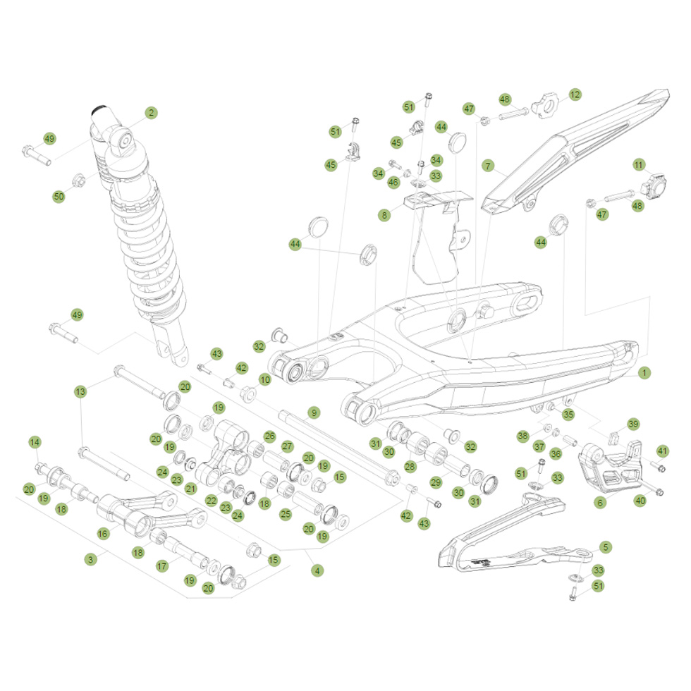 Beta RR250 16 Schwingarm-Federbein 1 Ersatzteile