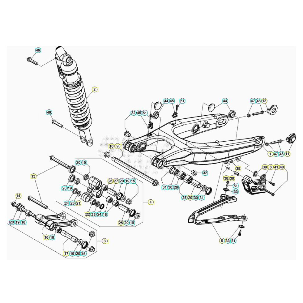 Beta RR250RC 21 Schwingarm/Federbein 2 Ersatzteile