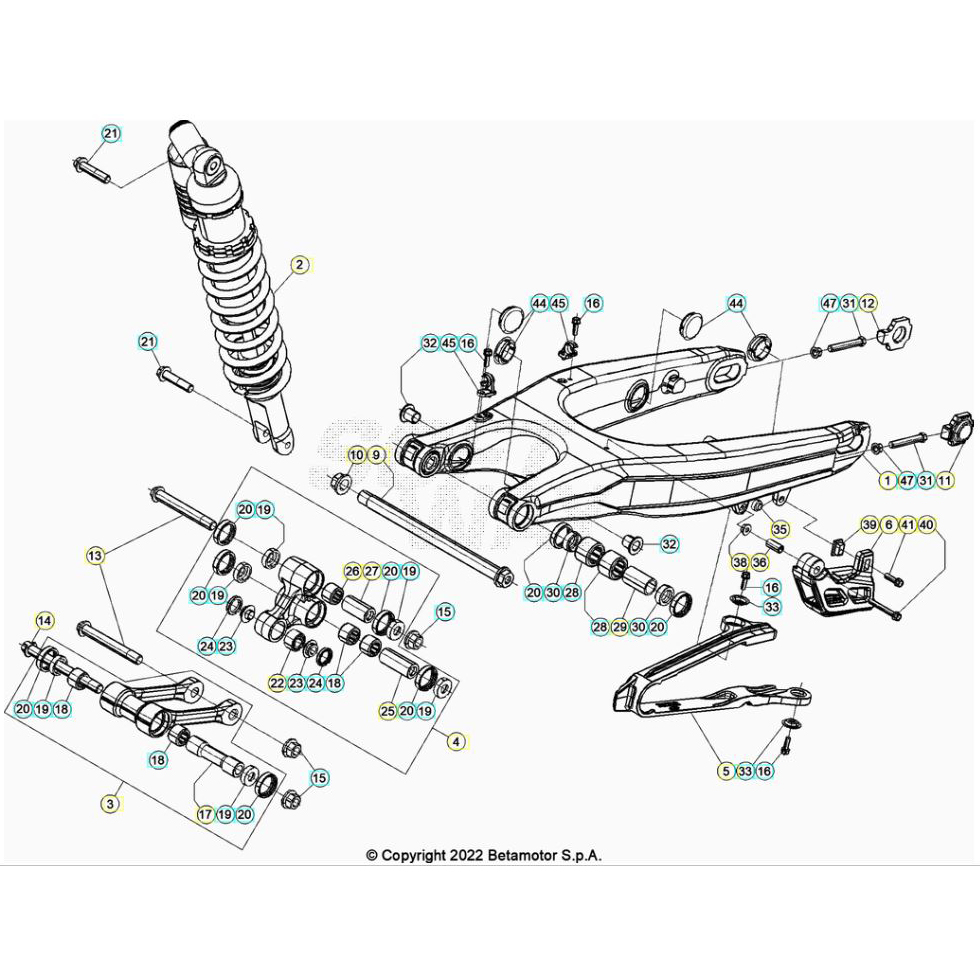 Beta RR300 24 Schwingarm/Federbein 2 Ersatzteile