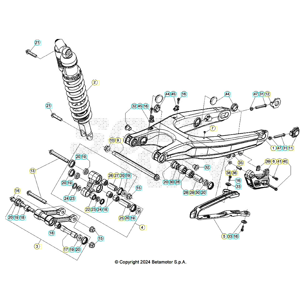 Beta RR300 25 Schwingarm/Federbein 2 Ersatzteile