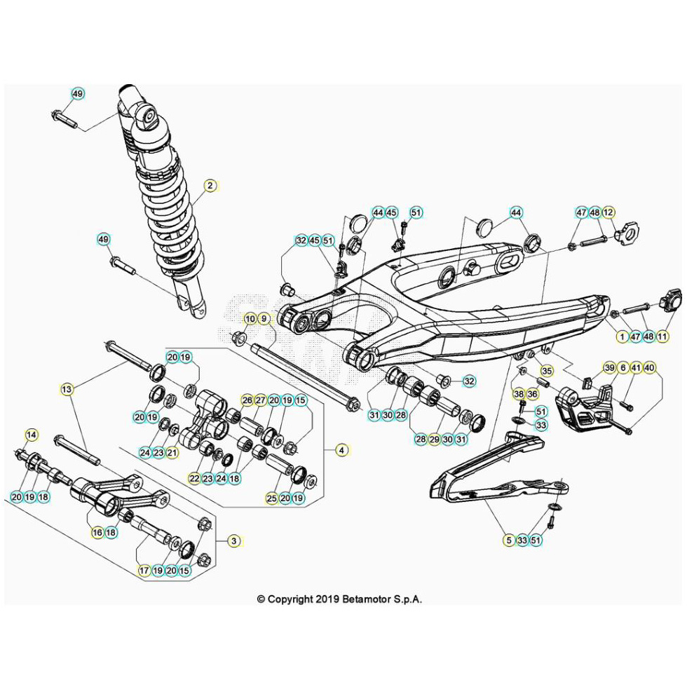 Beta RR350 21 Schwingarm/Federbein 2 Ersatzteile Beta RR350 21 Schwingarm/Federbein 2 Ersatzteile