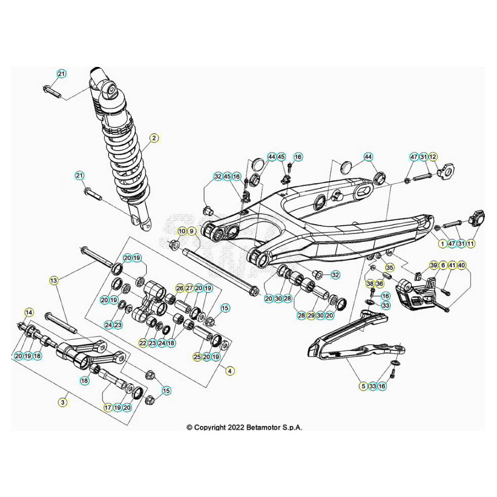 Beta RR350 25 Schwingarm/Federbein 2 Ersatzteile