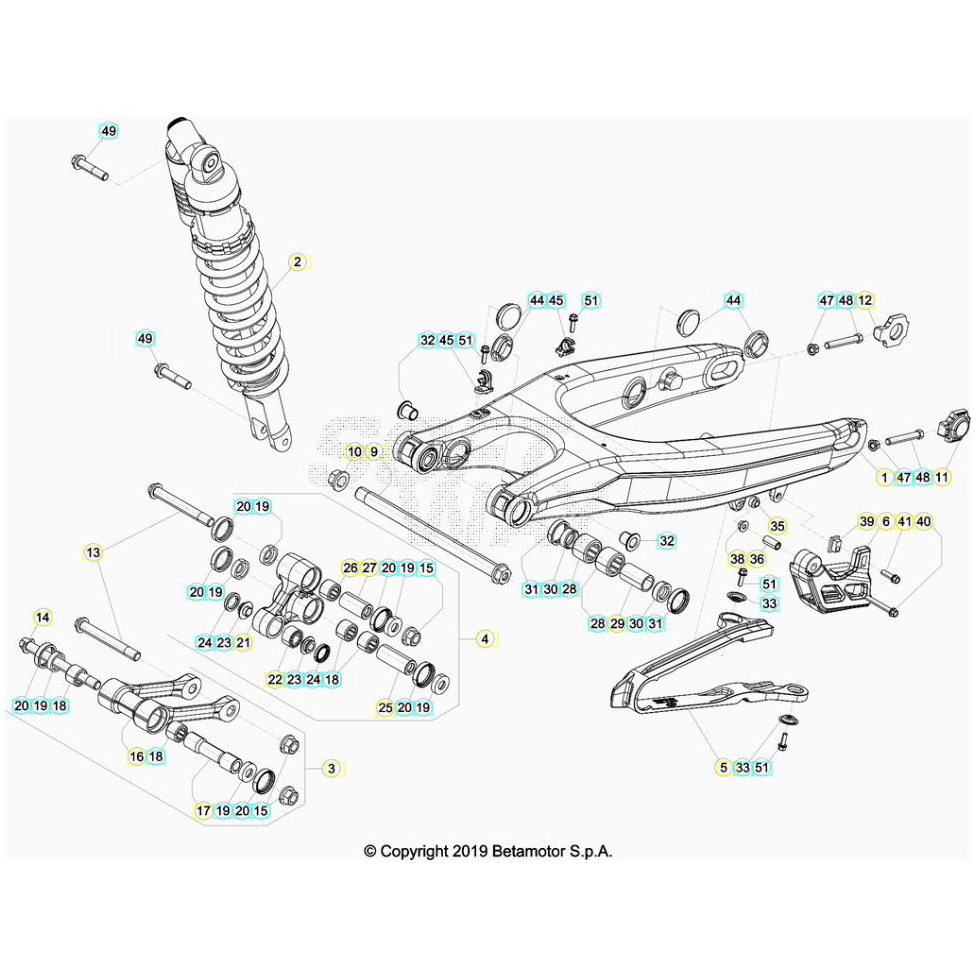 Beta RR390 20 Schwingarm/Federbein 2 Ersatzteile