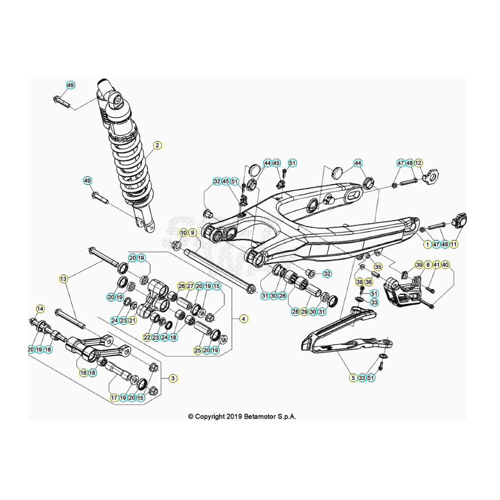 Beta RR390 21 Schwingarm/Federbein 2 Ersatzteile Beta RR390 21 Schwingarm/Federbein 2 Ersatzteile