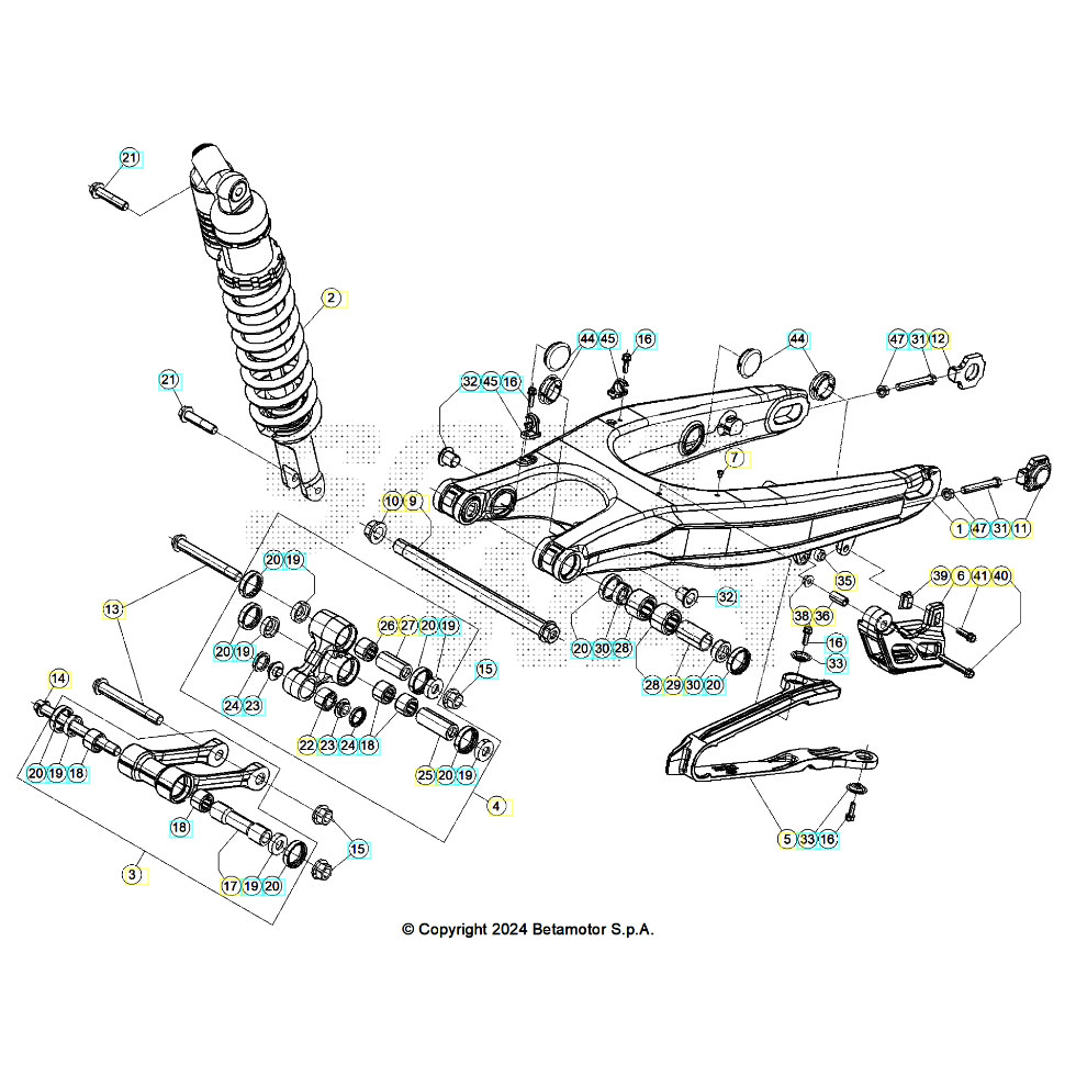 Beta RR390 25 Schwingarm/Federbein 2 Ersatzteile Beta RR390 25 Schwingarm/Federbein 2 Ersatzteile