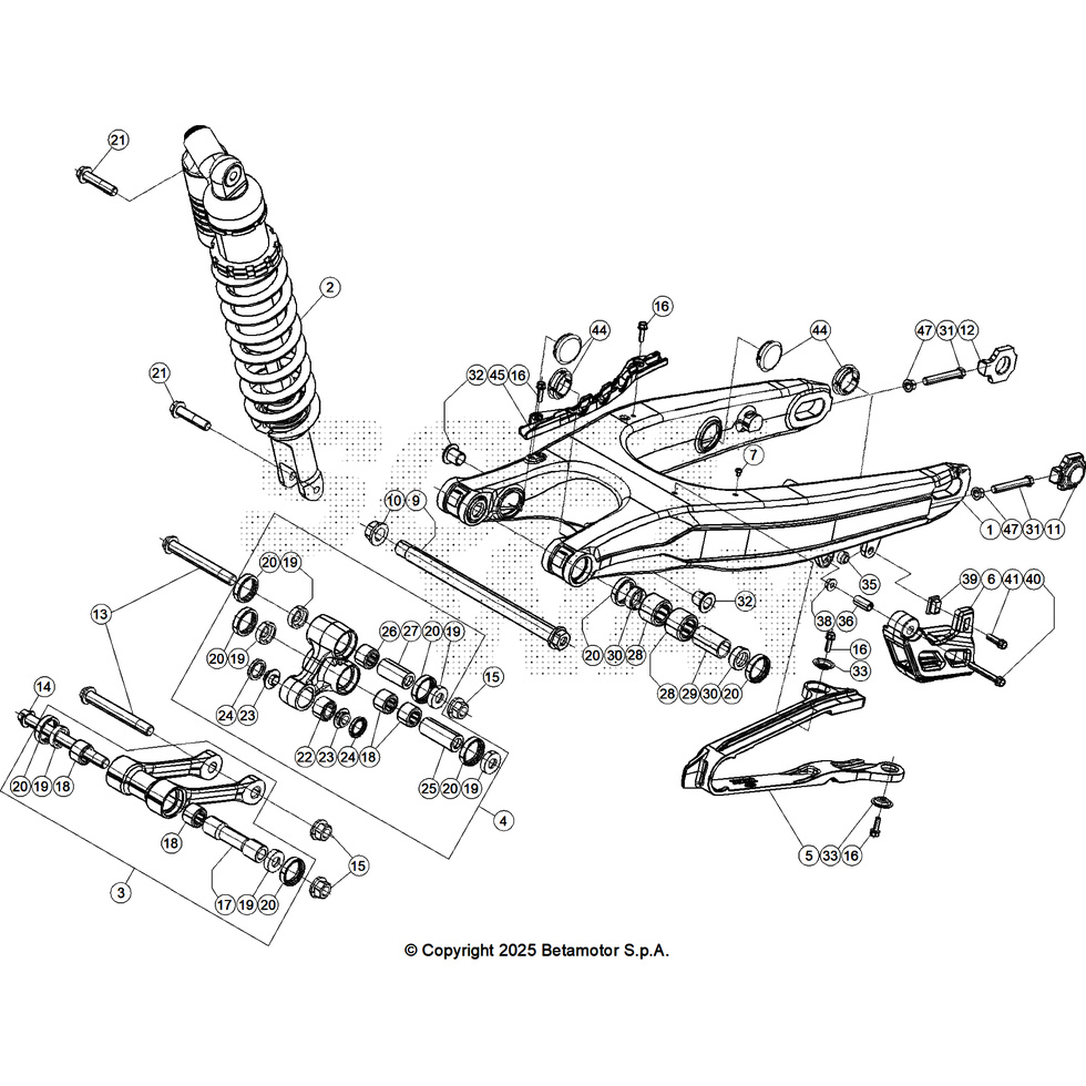 Beta RR390 Racing 26 Schwingarm/Federbein 2 Ersatzteile